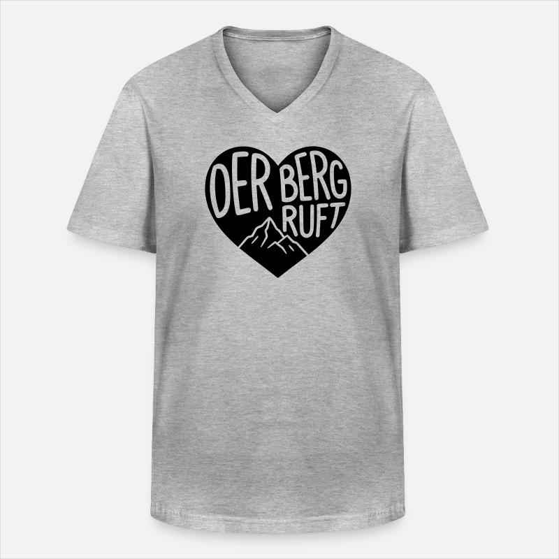 Der Berg ruft Herz  - Männer-T-Shirt mit V-Ausschnitt - Grau meliert