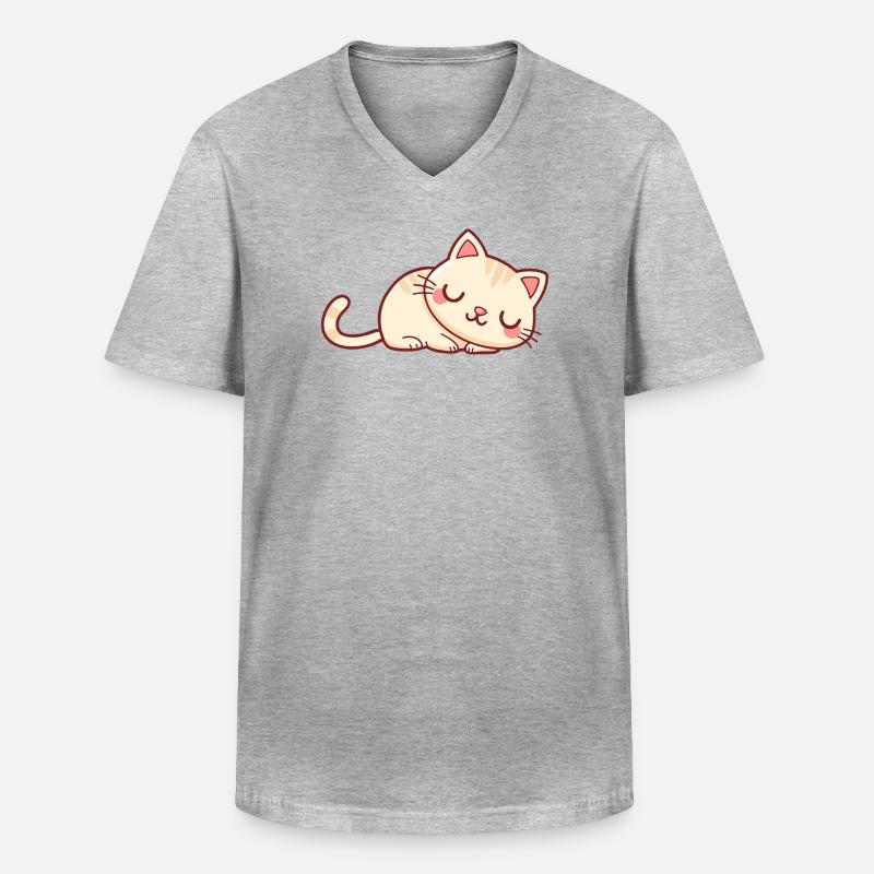 Soft Sleeper Kitten - Men's V-Neck T-Shirt - heather grey