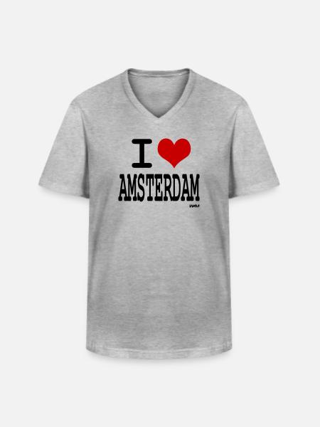 i love amsterdam - Men's V-Neck T-Shirt - heather grey