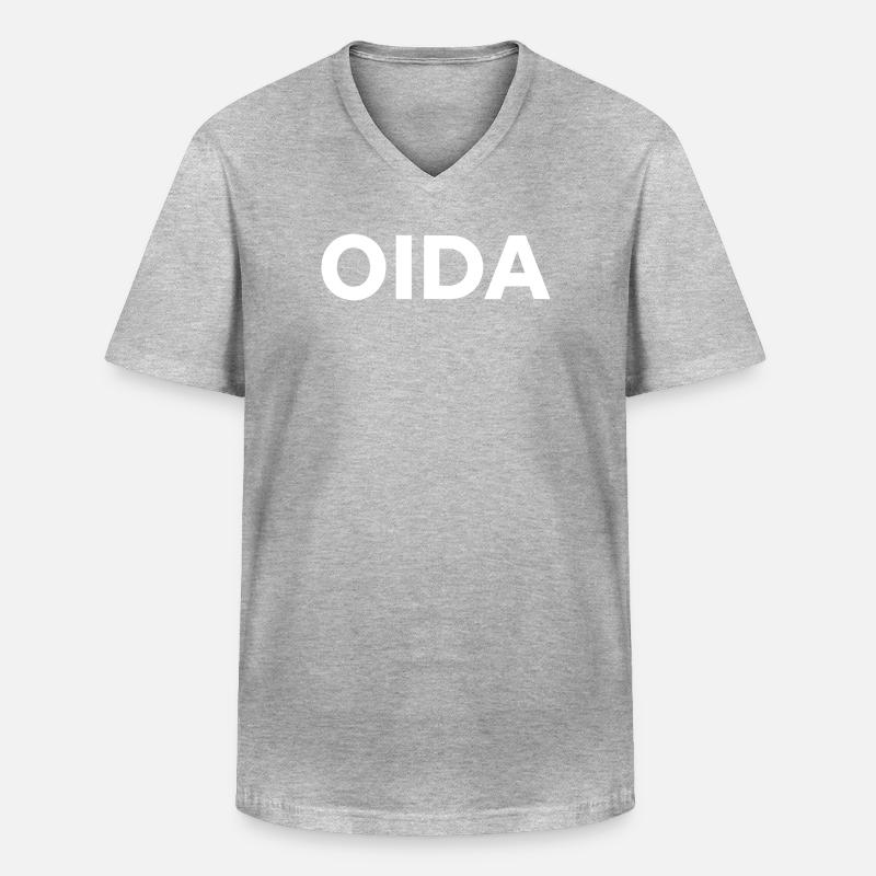 Oida - Männer-T-Shirt mit V-Ausschnitt - Grau meliert