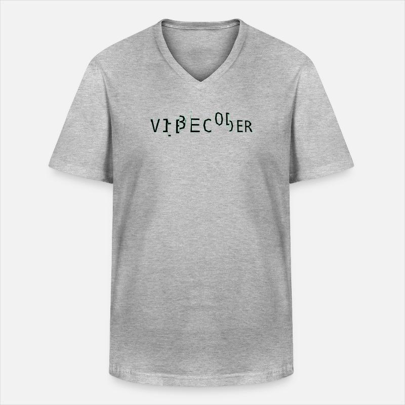 vibecoder_mono bug - T-shirt col V Homme - gris chiné