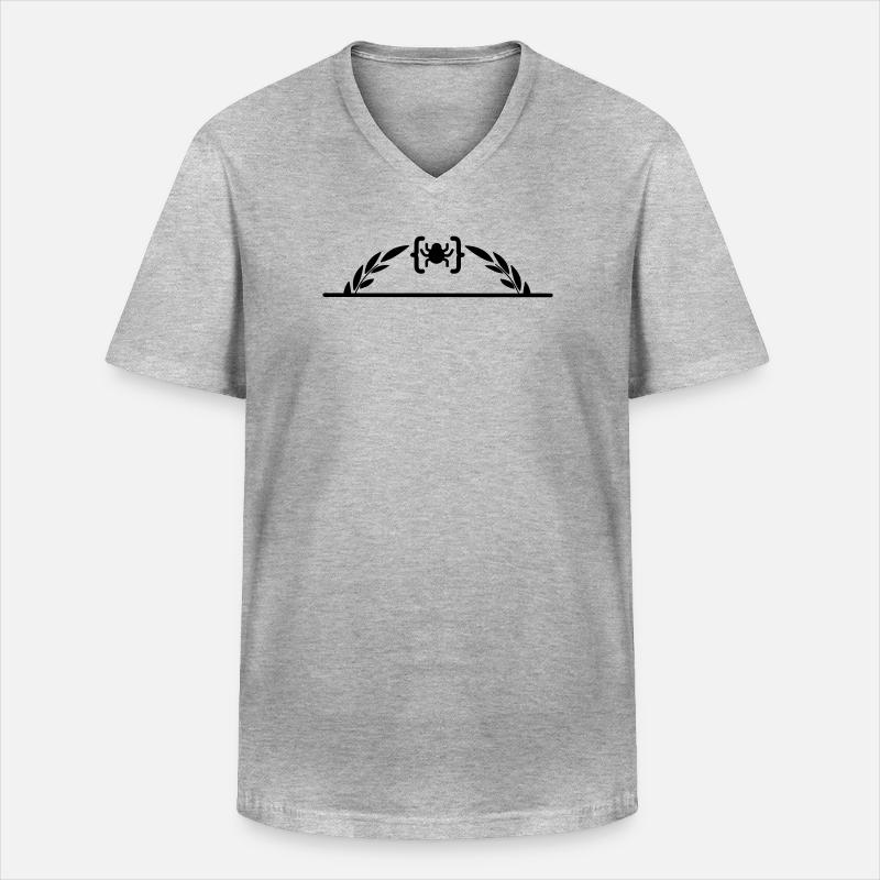 Code-Logo-Spinne im halben Lorbeerkranz - Männer-T-Shirt mit V-Ausschnitt - Grau meliert