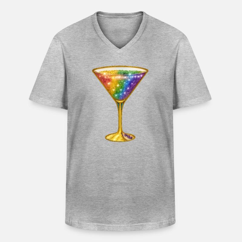 Galaktischer Cocktail in Regenbogenfarben - Männer-T-Shirt mit V-Ausschnitt - Grau meliert