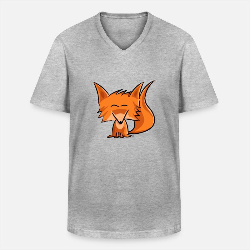 Cute fox - Männer-T-Shirt mit V-Ausschnitt - Grau meliert