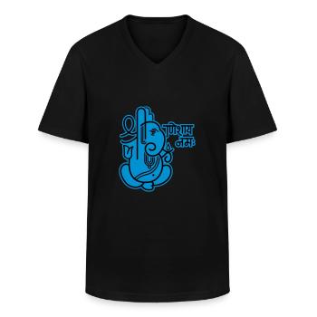 Ganesha Elephant No.05_2c - Men's V-Neck T-Shirt - black - Front - AI Model Male 178 dark (178cm)