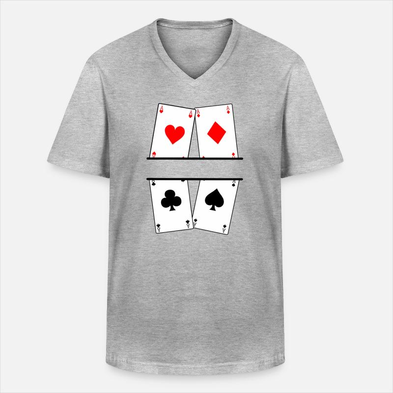 Textbanner mit vier Assen - Männer-T-Shirt mit V-Ausschnitt - Grau meliert