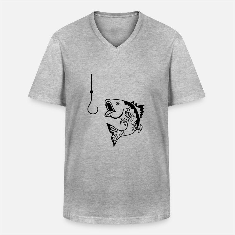 Fisch - Männer-T-Shirt mit V-Ausschnitt - Grau meliert