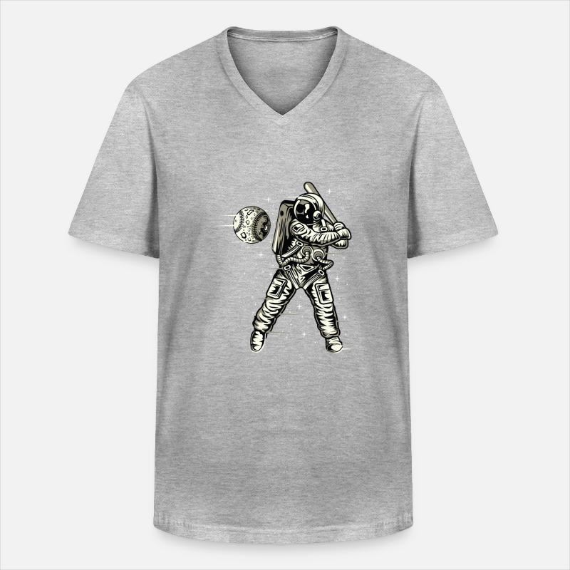 Space Baseball - Männer-T-Shirt mit V-Ausschnitt - Grau meliert
