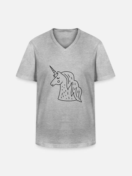 Einhorn - Männer-T-Shirt mit V-Ausschnitt - Grau meliert