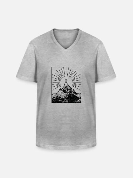 HIKING hiking mountain gift - Men's V-Neck T-Shirt - heather grey