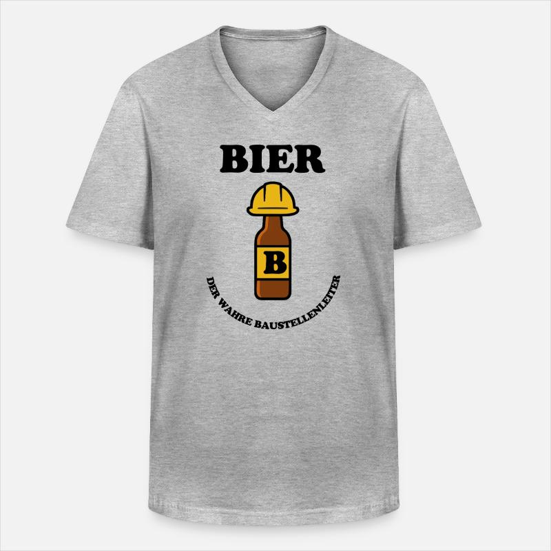 BIER - Männer-T-Shirt mit V-Ausschnitt - Grau meliert