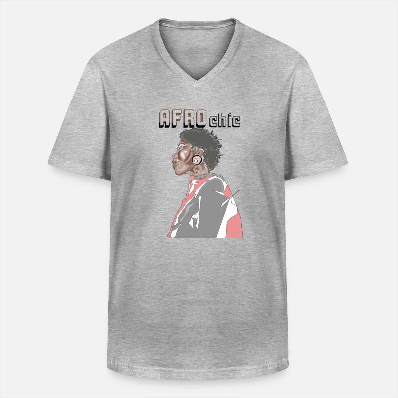 Afro-Chic - Männer-T-Shirt mit V-Ausschnitt - Grau meliert
