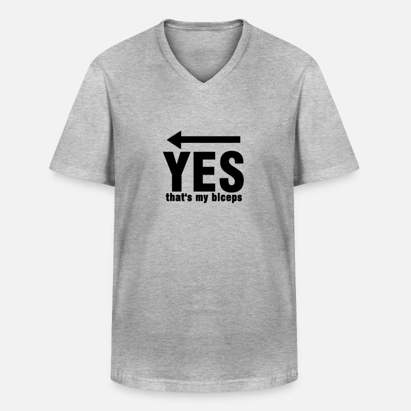 Oui, c'est mon biceps - T-shirt col V Homme - gris chiné