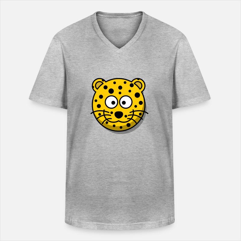Leopard - Männer-T-Shirt mit V-Ausschnitt - Grau meliert