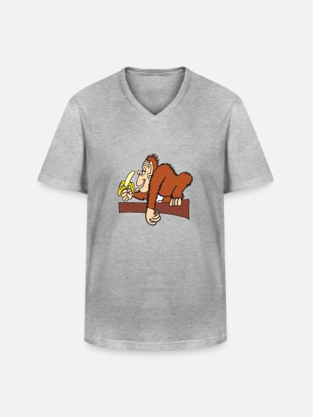 AFFE MIT BANANE! - Männer-T-Shirt mit V-Ausschnitt - Grau meliert