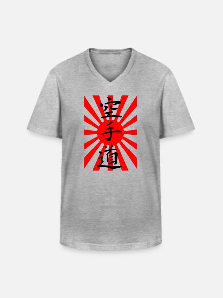 Karate Japan Flag - Men's V-Neck T-Shirt - heather grey
