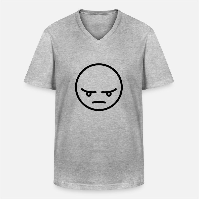 Wütender Smiley Geschenk Idee - Männer-T-Shirt mit V-Ausschnitt - Grau meliert