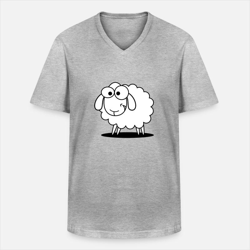 Witziges Schaf - Männer-T-Shirt mit V-Ausschnitt - Grau meliert