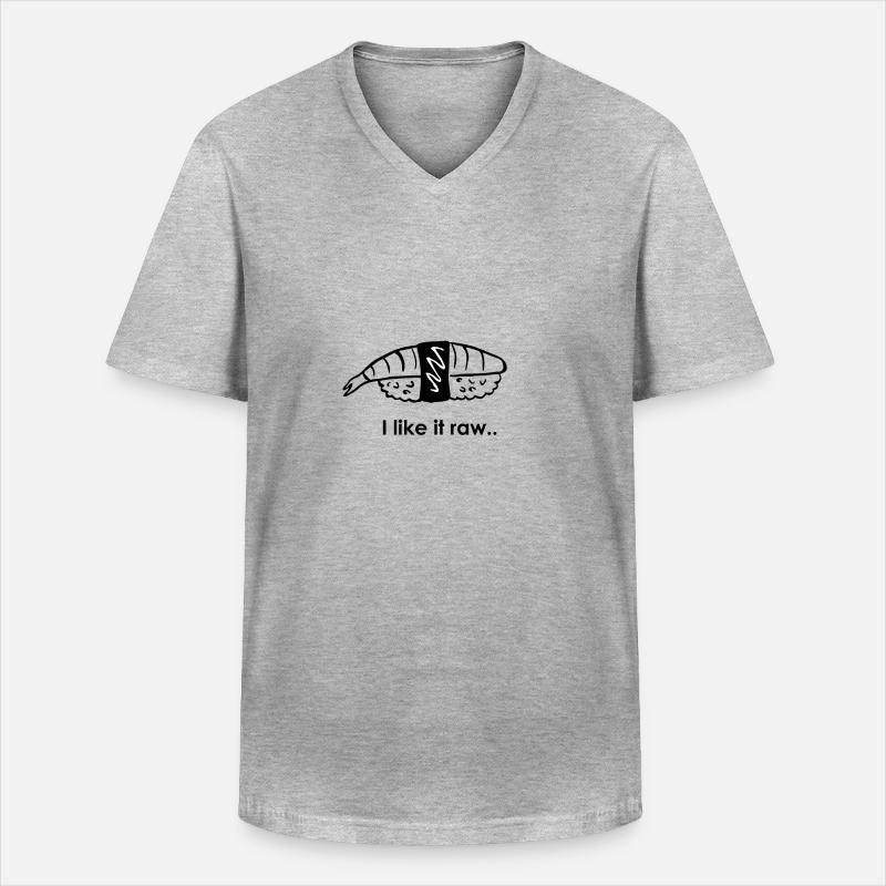 LIKE IT RAW | BLACK & WHITE - Männer-T-Shirt mit V-Ausschnitt - Grau meliert