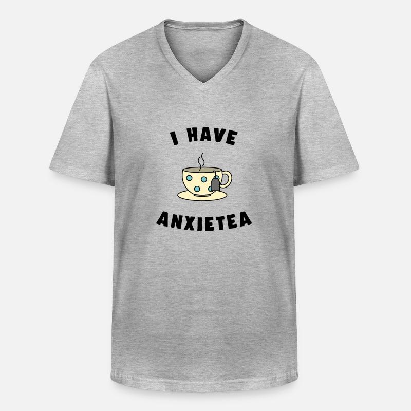 Ich habe ANXIETEA Tee - Männer-T-Shirt mit V-Ausschnitt - Grau meliert