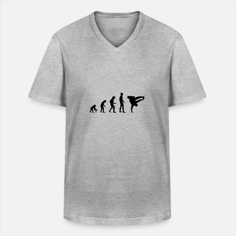 Breakdance Evolution Silhouette - T-shirt col V Homme - gris chiné