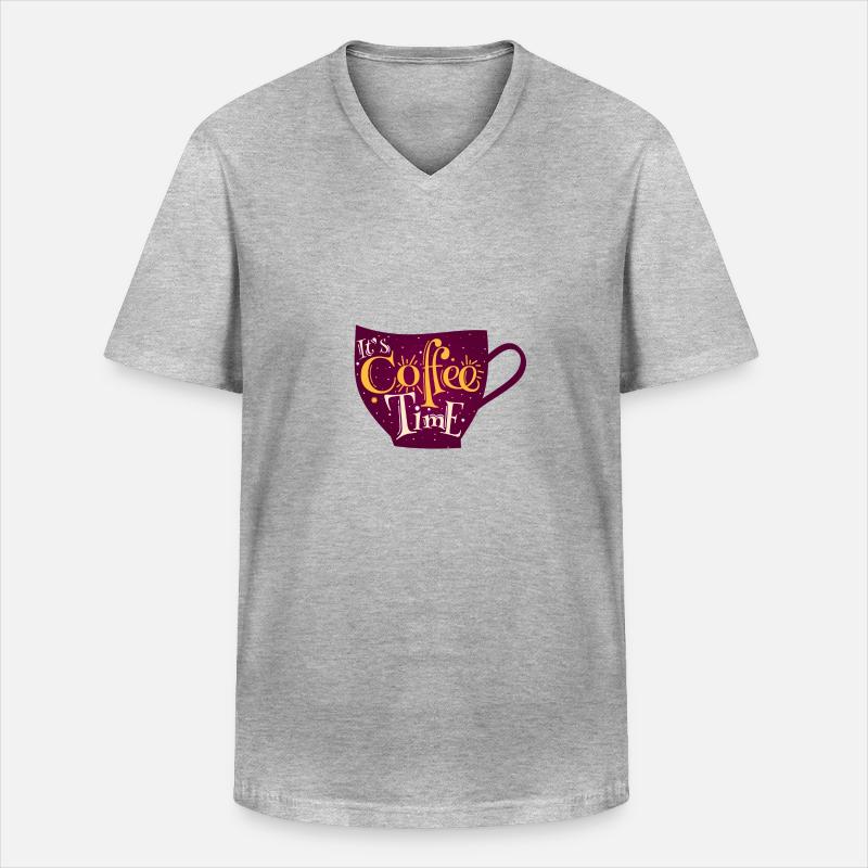 Kaffeezeit - Männer-T-Shirt mit V-Ausschnitt - Grau meliert
