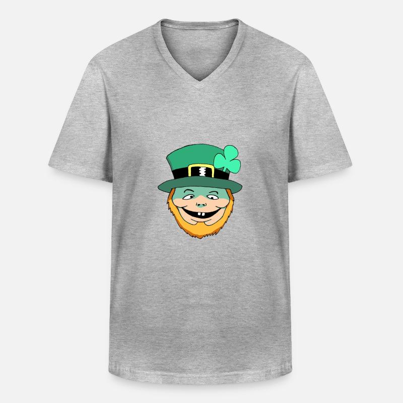 Der glückliche Kobold - Männer-T-Shirt mit V-Ausschnitt - Grau meliert