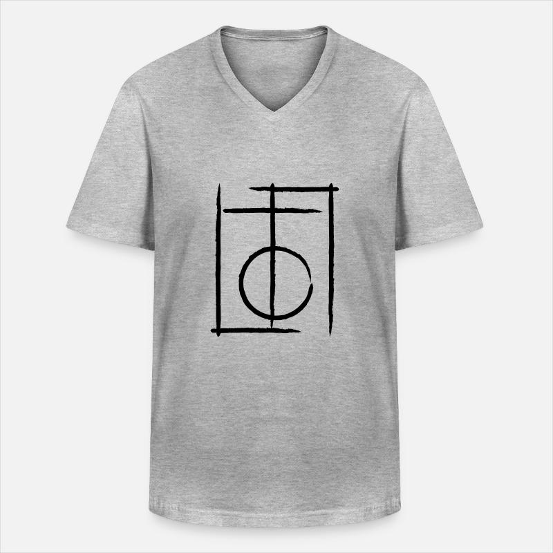 Lines - Männer-T-Shirt mit V-Ausschnitt - Grau meliert