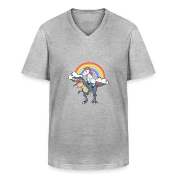Einhorn Dinosaurier T-Rex Regenbogen Geschenk - Männer-T-Shirt mit V-Ausschnitt - Grau meliert - Vorne - AI Model Male 185 light (185cm)