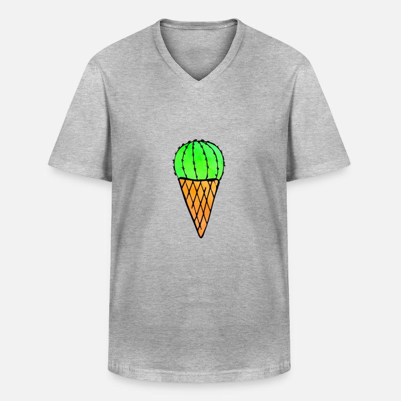 Cactus Ice Cream - Männer-T-Shirt mit V-Ausschnitt - Grau meliert