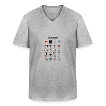 20 onödig supermakter gåva - T-shirt med V-ringning herr - gråmelerad - Fram - AI Model Male 185 light (185cm)