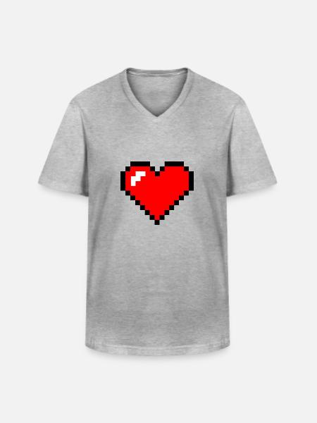 herzpixel - Männer-T-Shirt mit V-Ausschnitt - Grau meliert