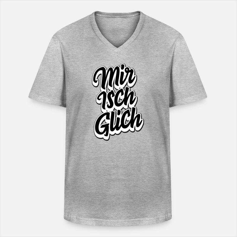 Schweizerdeutsch Spruch - Mir isch glich - Männer-T-Shirt mit V-Ausschnitt - Grau meliert