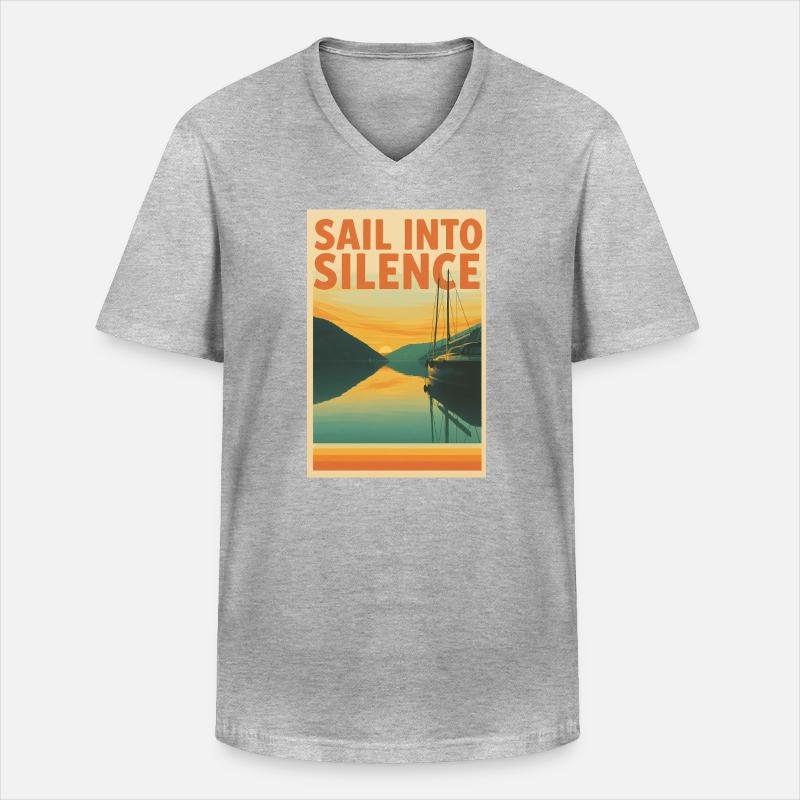 Sail into Silence - Männer-T-Shirt mit V-Ausschnitt - Grau meliert