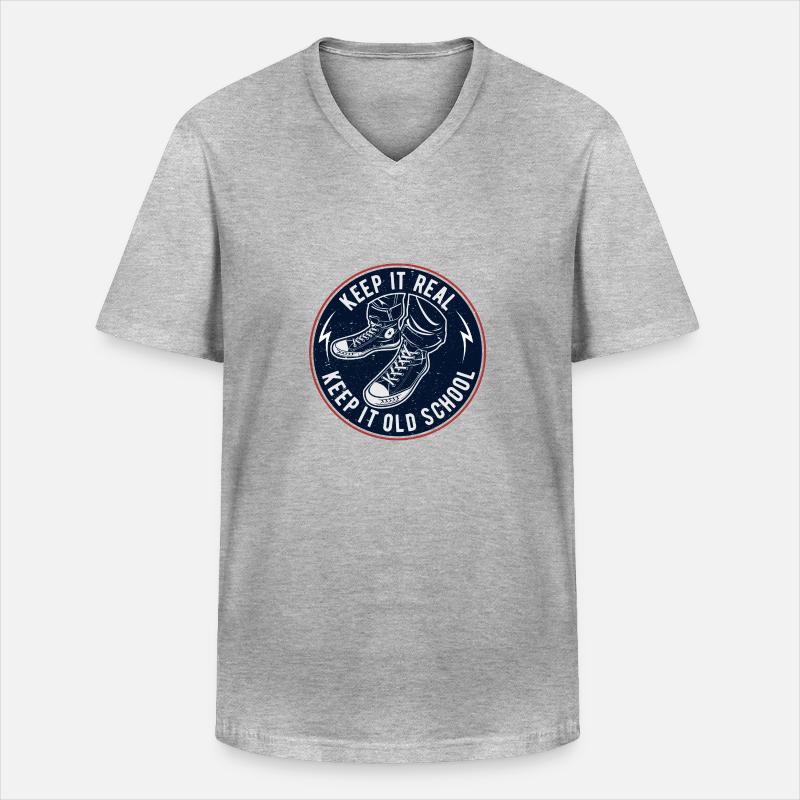 Keep It Oldschool - Männer-T-Shirt mit V-Ausschnitt - Grau meliert