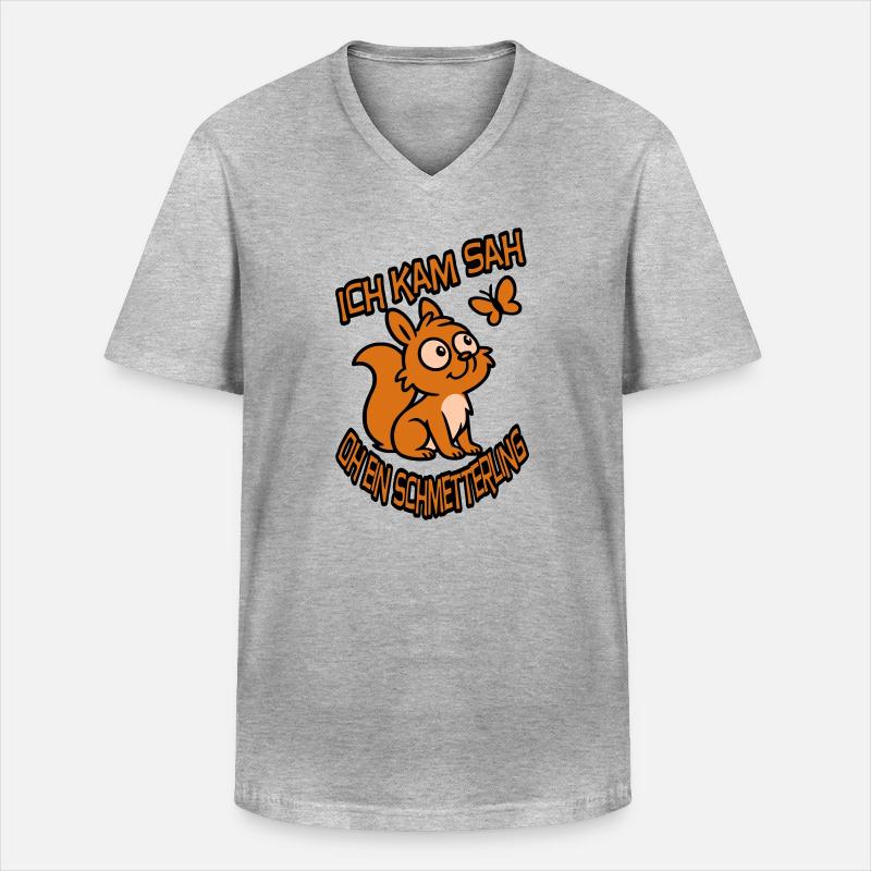 Verträumtes Eichhörnchen mit Spruch - Männer-T-Shirt mit V-Ausschnitt - Grau meliert