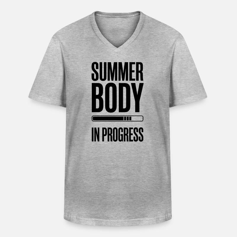 Summer Body in Progress – Motivationsstudio-Zitat - Männer-T-Shirt mit V-Ausschnitt - Grau meliert