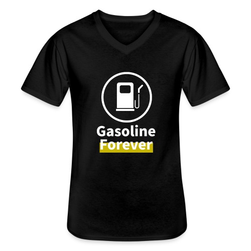 Benzyna na zawsze - Klasyczna koszulka męska z dekoltem w serek