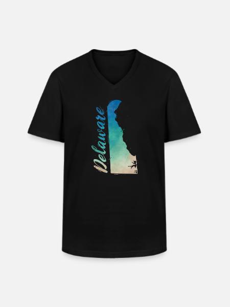Delaware - Männer-T-Shirt mit V-Ausschnitt - Schwarz