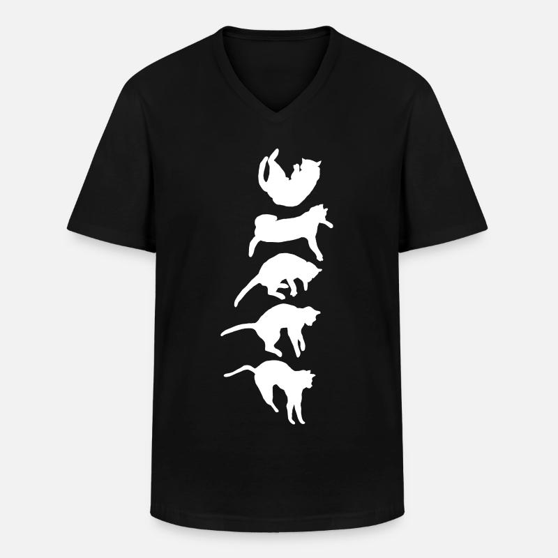 Aufrichtreflex der fallenden Katze - Männer-T-Shirt mit V-Ausschnitt - Schwarz