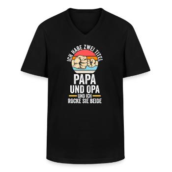 Papa & Opa Papa & Opa Familie Geschenk - Männer-T-Shirt mit V-Ausschnitt - Schwarz - Vorne - AI Model Male 178 dark (178cm)
