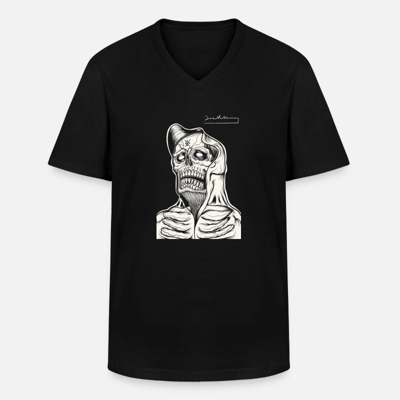 Schädel Hoodie Strichzeichnung - Männer-T-Shirt mit V-Ausschnitt - Schwarz