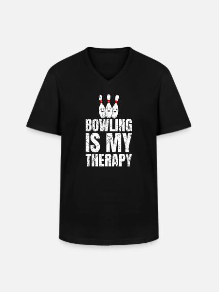 Bowling Is My Therapy - Men's V-Neck T-Shirt - black