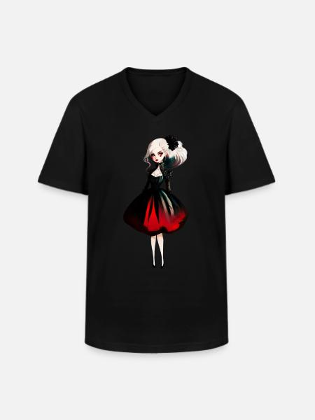 Madame Red - Männer-T-Shirt mit V-Ausschnitt - Schwarz
