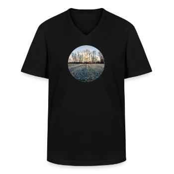 Soleil d’hiver - T-shirt col V Homme - noir - Devant - AI Model Male 178 dark (178cm)