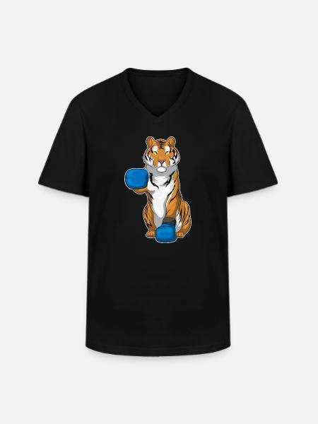 Tiger Boxer Boxing Gloves Boxing - Men's V-Neck T-Shirt - black