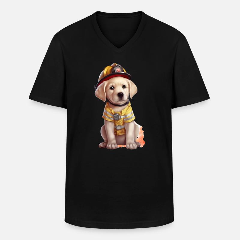 Pompier mignon labrador - T-shirt col V Homme - noir