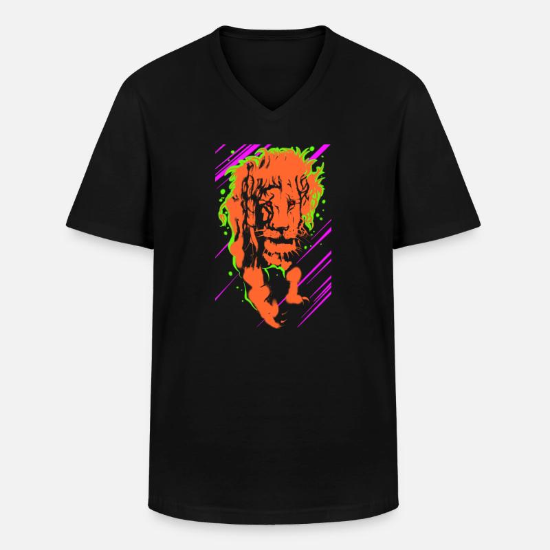 Lion - Männer-T-Shirt mit V-Ausschnitt - Schwarz