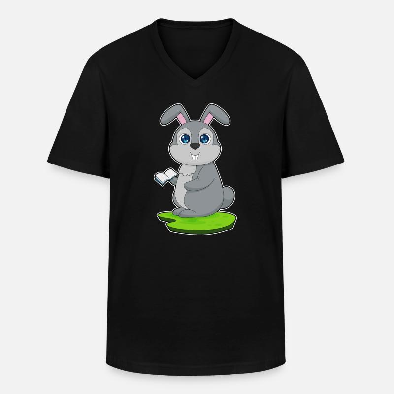 Hase Buch - Männer-T-Shirt mit V-Ausschnitt - Schwarz