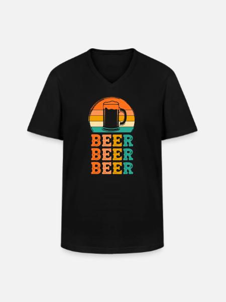 Bier Retro-Design Bier Geschenk - Männer-T-Shirt mit V-Ausschnitt - Schwarz